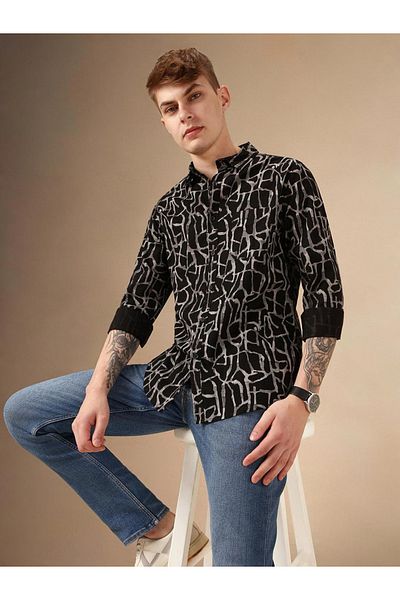 Dennis Lingo By Styli Abstract Printed Cotton Casual Shirt
