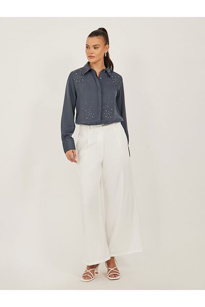 Styli Embellished Spread Collar Regular Fit Shirt