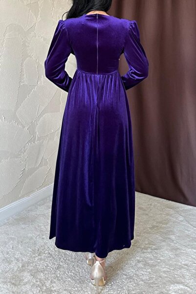 Genel Markalar EKŞİOĞLU GLOBAL Mor Göğüs Altı Taşlı Elbise