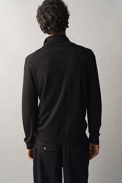 H&M Slim Fit Zip-through Merino Wool Cardigan