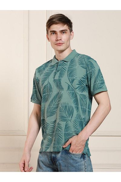 Dennis Lingo By Styli Striped Floral Printed Polo T-Shirt