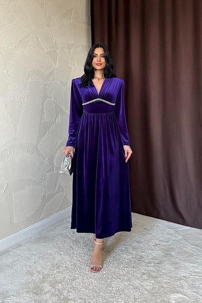 mall of gkc Modavera Μωβ Φόρεμα με πέτρες κάτω από το στήθος