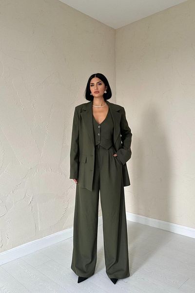MRA Fashion Khaki Classy Jacket, Vest and Pants Set