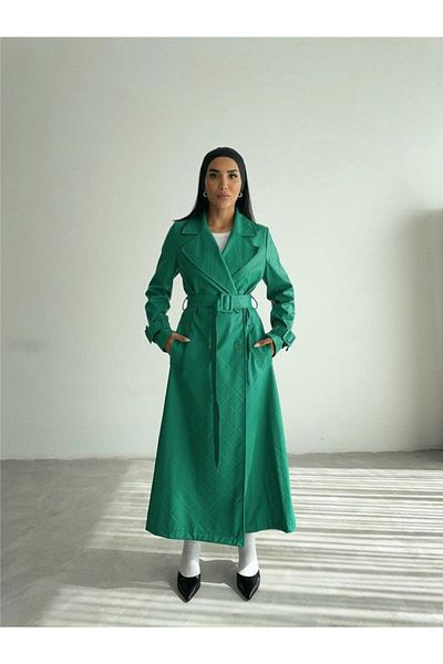 leyla sanat sanata yeni bir bakış açısı Leyla Sanat a New Perspective on Art Quilted Leather Trench - Green