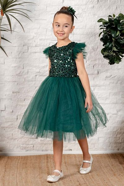 Mnk Baby&Kids Rochie de fetiță din tul verde - Mnk0526 Kpl