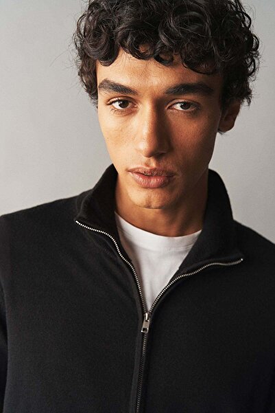 H&M Slim Fit Zip-through Merino Wool Cardigan