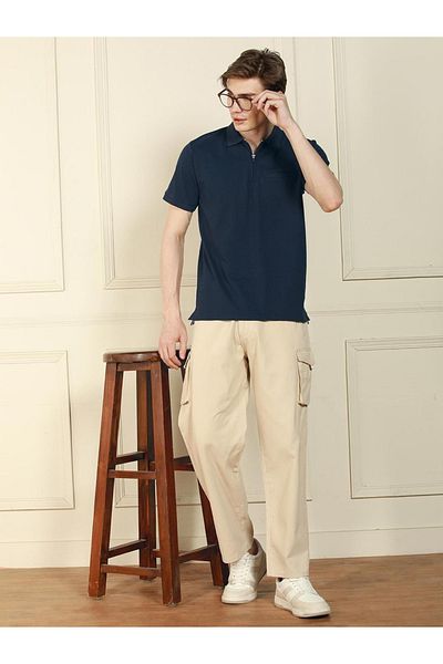 Dennis Lingo By Styli Solid Zip Closer Polo Shirt