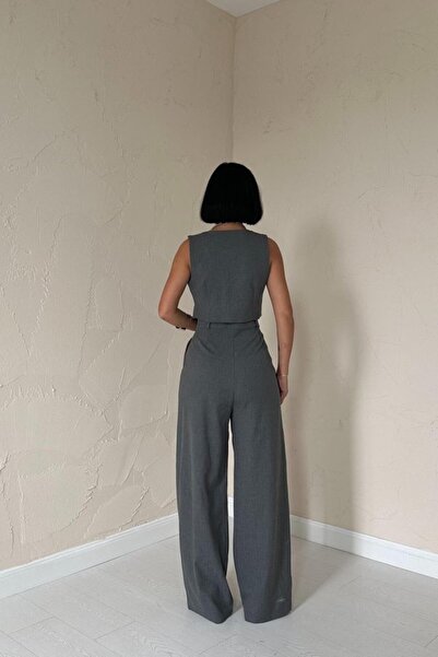 buğrahayalin Anthracite Classy Jacket, Vest and Pants Set