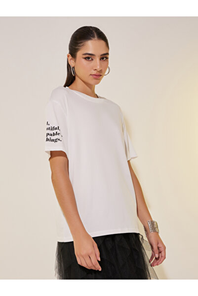 Take Two By Styli Round Neck Short Sleeve Slogan T-Shirt