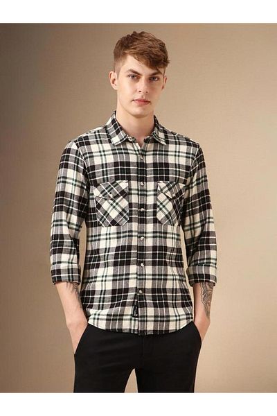 Dennis Lingo By Styli Checked Button-Down Flannel Shirt