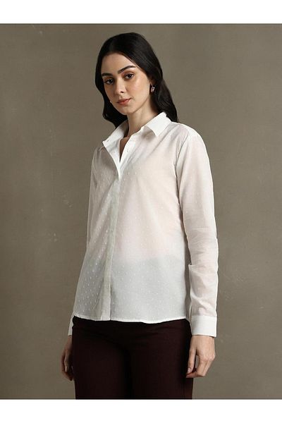 Dennis Lingo By Styli Textured Cotton Casual Shirt with Spread Collar