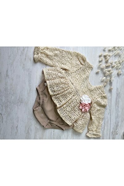 Butik FukukumBaby Sweet Fiyonklu Romper Kız  Bebek Kahverengi