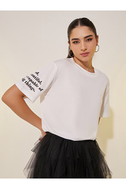 Take Two By Styli Round Neck Short Sleeve Slogan T-Shirt