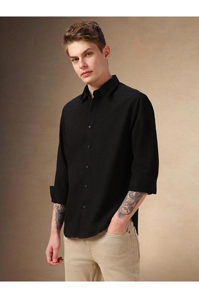 Dennis Lingo By Styli Button-Down Collar Plain Long Sleeve Shirt