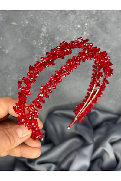 Hayalperest boncuk Sare Model Double Row Bridal Henna Crown Hair Accessory