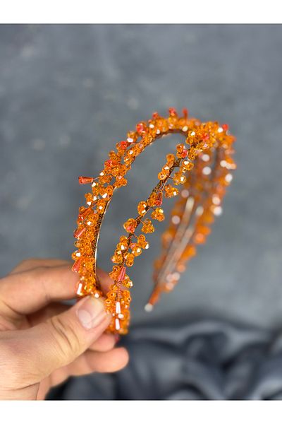 Hayalperest boncuk Sare Model Double Row Bridal Henna Crown Hair Accessory