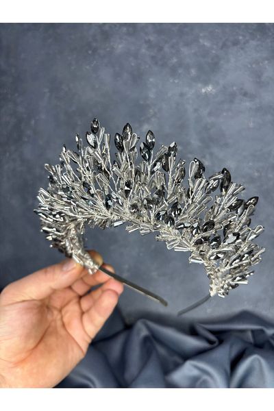 Hayalperest boncuk Maria Intensely Embroidered Crystal Bridal Henna Crown Hair Accessory