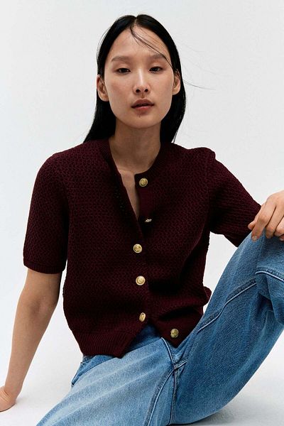 H&M Textured-knit cardigan