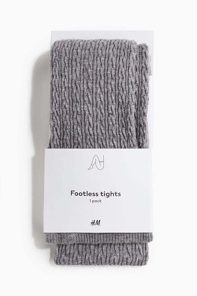 H&M Cable-knit Footless Tights