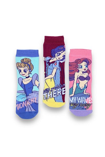 Disney Princess Licensed Girl's 3 Pairs of Towel Socks Model: 21549