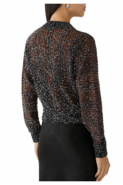 Missoni Payetli Örgü Hırka - Siyah Çok Renkli