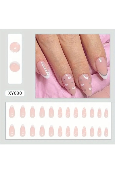 Accessories Vanilla Avenue Pembe Kalpli Badem Kesim Işıltılı Kendinden Yapışk...