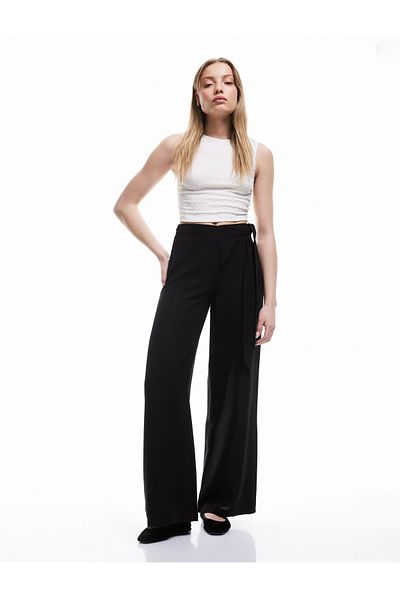 Koton Linen Blend Trousers with Tied Detail