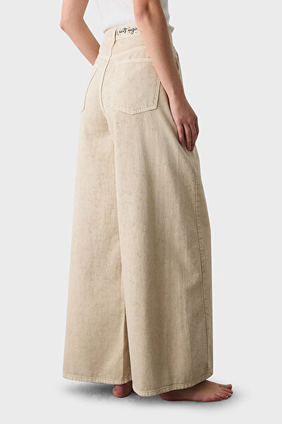 BSB Pamuklu Wide Leg Yüksek Bel Geniş Paça Palazzo Pantolon PANTOLON 053