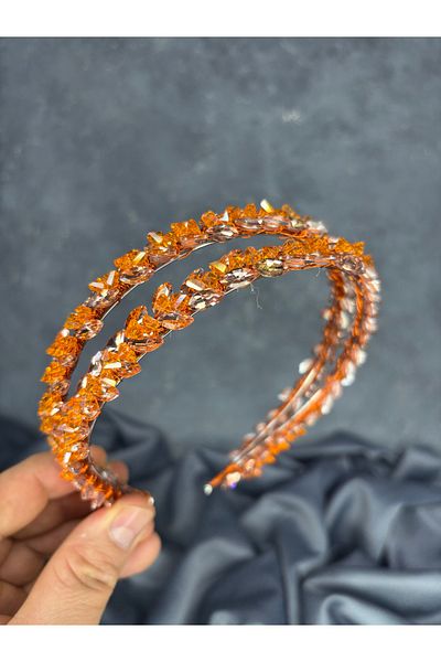 Hayalperest boncuk Double Row Stone Lea Bridal Hair Accessory Bridal Henna Crown