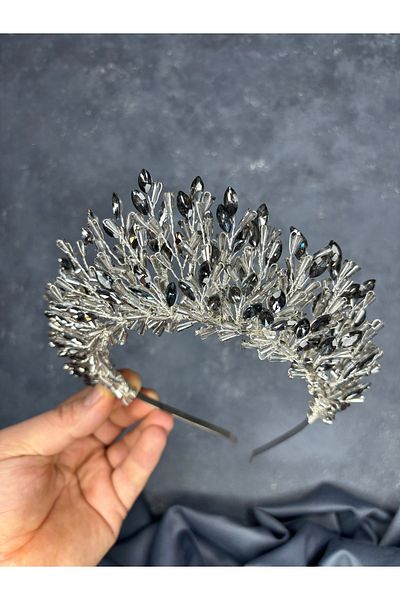 Hayalperest boncuk Maria Intensely Embroidered Crystal Bridal Henna Crown Hair Accessory