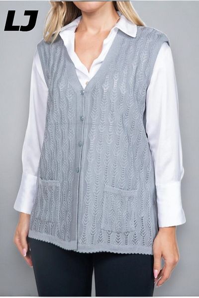 LAJESTE Women's Middle Age and Above Knitwear Knitted Buttoned Dark Khaki Mother's Vest