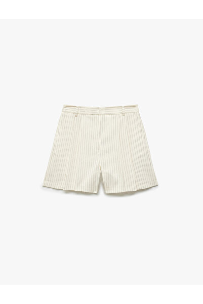 Koton Rahat Kesim Cepli Yüksek Bel Çizgili Şort
