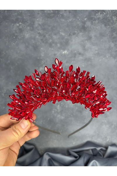 Hayalperest boncuk Maria Intensely Embroidered Crystal Bridal and Henna Crown Hair Accessory