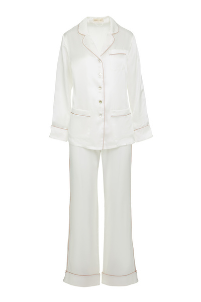 Olivia von Halle Saten Pijama Takımı - İvory Renk