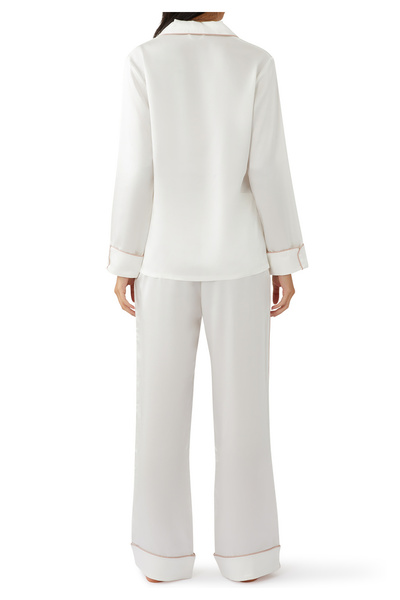 Olivia von Halle Saten Pijama Takımı - İvory Renk