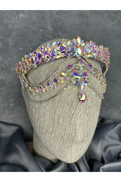 Hayalperest boncuk Hera Frontal Dangle Bridal Henna Crown Hair Accessory