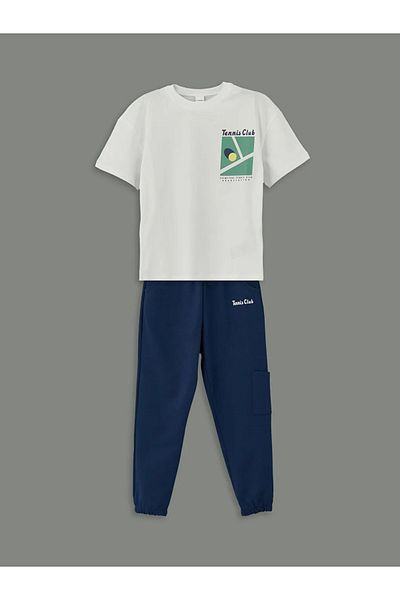 LC Waikiki Lcw Kids White Bike - Boys' T-Shirt and Sweatpants (Bottom 2-Pack)