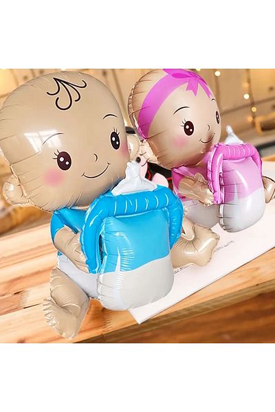 Party City Baby Girl with Bottle - Baby Boy Foil Balloon - Foil Balloon Gender Reveal Party
