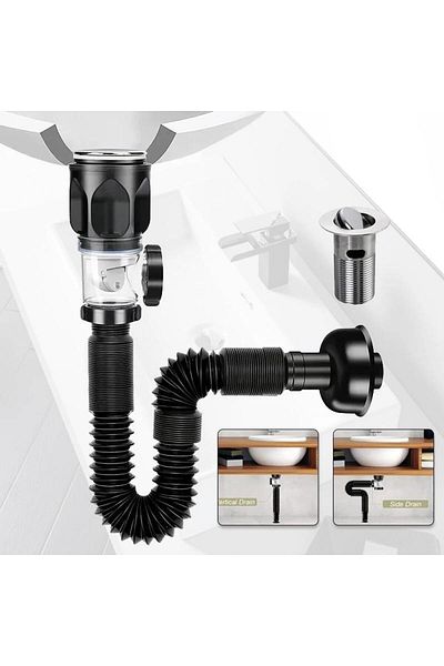 DUHALINE Anti-Odor New Generation Bellows Sink Siphon under Sink Hose Bidirectional Drain Pipe Sink Bottom Set