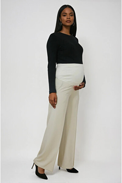 MODA Hamile Giyim Bel Ayarlanabilir Basenden Bol Paça Kumaş Pantolon