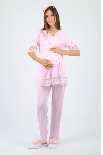 lohusahamile Diskretno dojenje Sa džepovima Čipka Komplet pidžama za trudnice