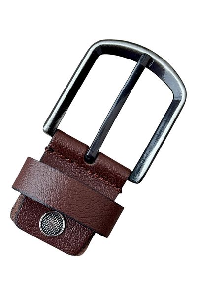 S.S SÜZER DERİ Brown 4 Cm. Replacement Belt Buckle Genuine Leather with Screw