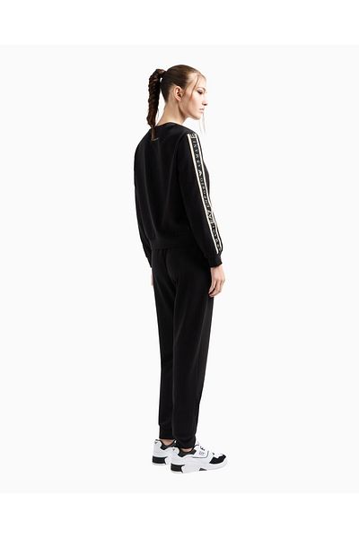 EA7 Women's Sleeves and Waist Ea7 Logo Band Breathable Fabric Black Sweatpants Set 7W 000283   Af12501-Uc0