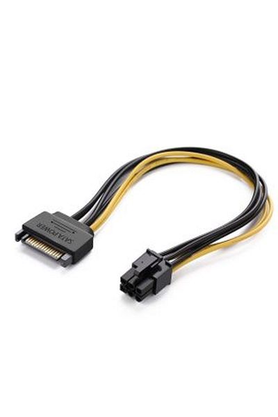 Generic كابل طاقة SATA من 15 سنًا إلى 6 سنون PCI EXPRESS