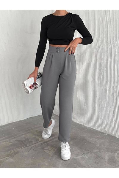 Skygo Double Buttoned Orme Crepe Trousers