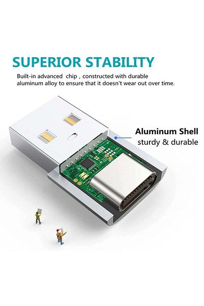 Generic Type-C Female to USB Male Adapter - Silver