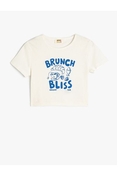 Koton Print Detail Crew Neck Short Sleeve Cotton T-Shirt