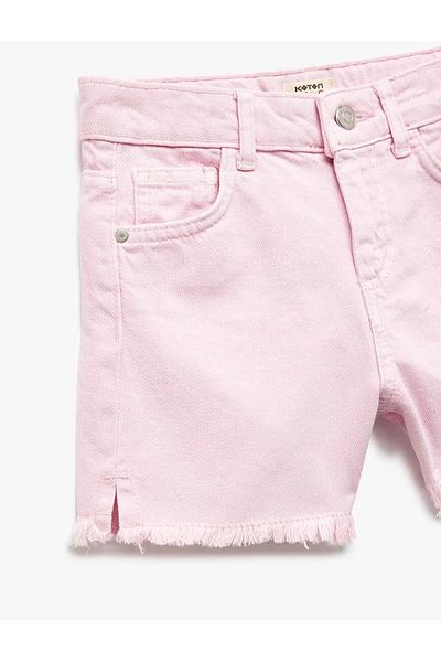 Koton Cotton Pocket Slit Detail Pink Girl's Shorts 5Skg40040Ad
