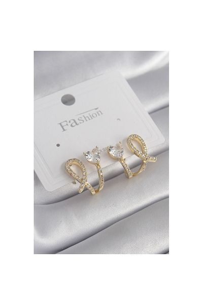 Skygo Brass Silver Color Zircon Stone Heart Model Women's Earrings - TJ-BKP8442
