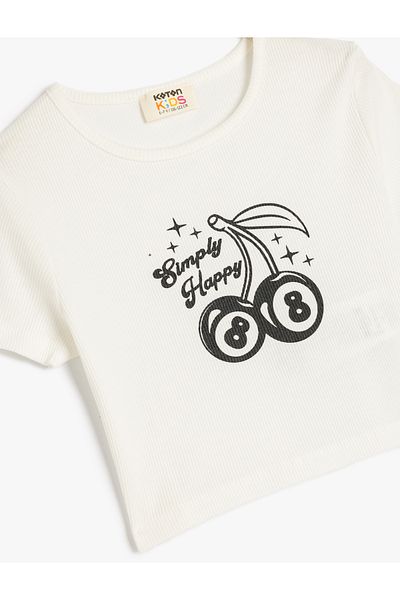 Koton Cherry Print Crew Neck Short Sleeve Cotton T-Shirt